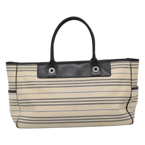 BURBERRY Tote Bag Canvas White Auth - Picture 2 of 16